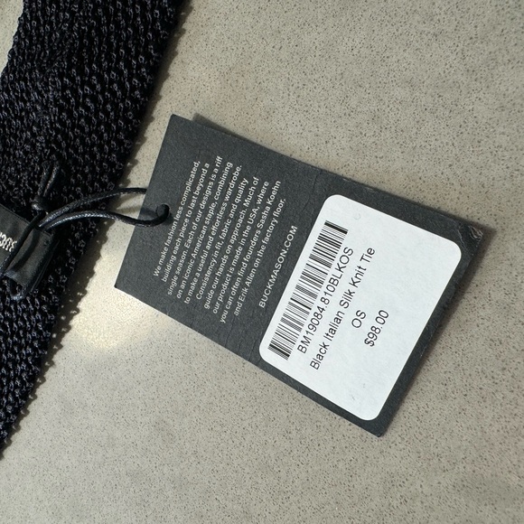Buck Mason Italian Silk Tie black - NWT - Picture 5 of 6